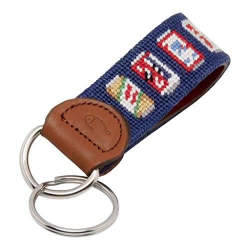 Image of Leather Hand-Stitched Needlepoint Key Fob or Key Chain