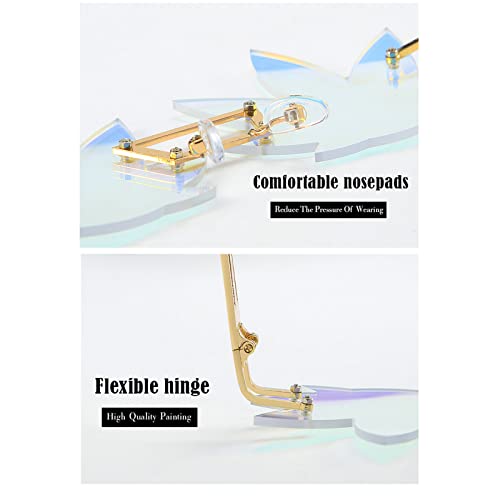 Image of Vintage Punk Sunglasses Men Women 2020 Fashion Colorful Rimless Leaf-shaped Sun Glasses