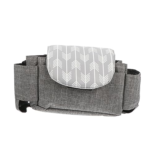 Yardwe 1pc Stroller Organizer Bag with Straps Durable Storage for Diapers and Accessories Fit for Strollers Easy One Hand Operation Grey Arrow Design