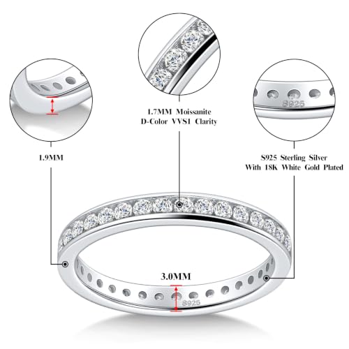 DMSF 3.0MM Moissanite Wedding Band Channel Set Full Eternity Ring for Women - image 2