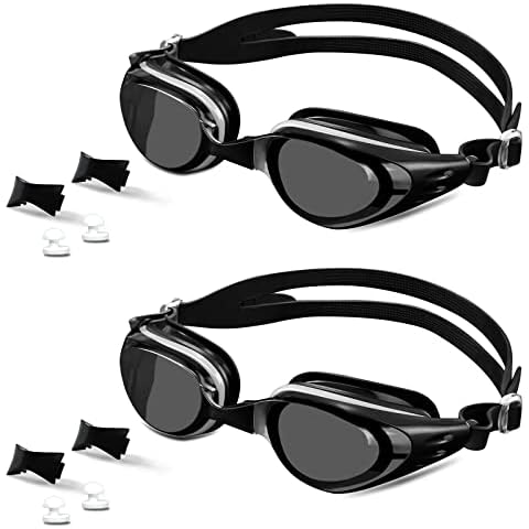 AIKOTOO Swim Goggles, 2 Pack Swimming Goggles Adult Men Women Youth Black Pool Goggles Anti-Fog Anti-UV No Leaking Cover