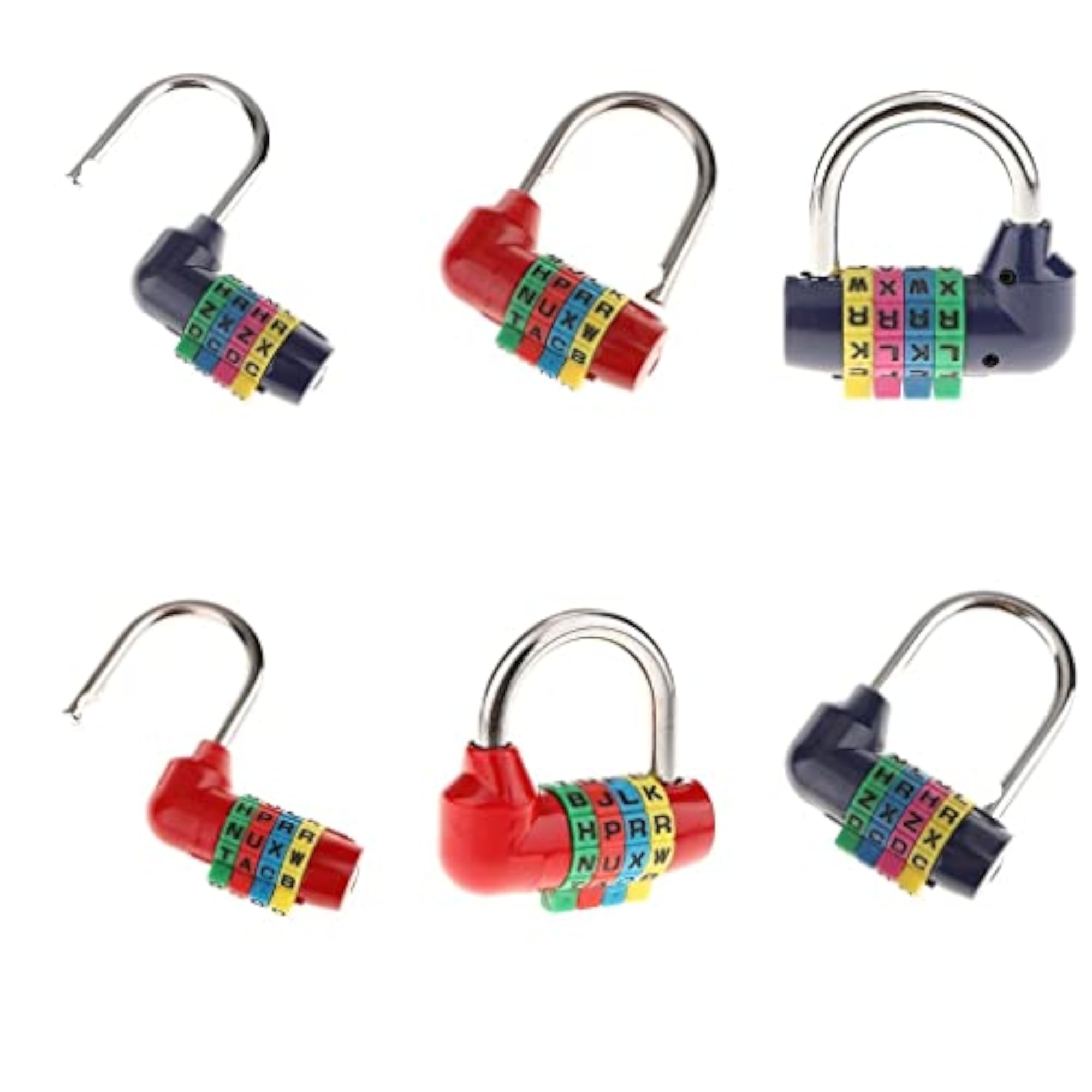 6pcs 4 Digit Dial Combination Padlock Set