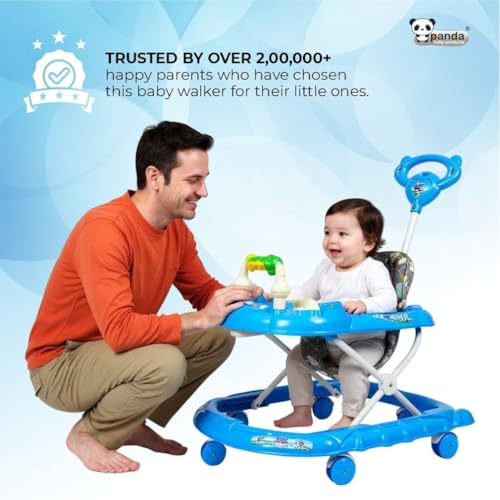 Image of Panda Baby Products Walker with Push Handle, Musical Toys & Adjustable Height - Safe & Comfortable Learning Walker for Babies (6-18 Months) (Blue, 111 Baby Walker)