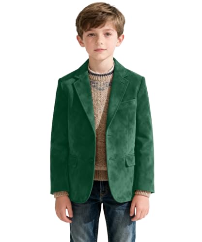 Green Suede Blazer for Boys Spring Faux Leather Jacket Size 12 Kids Fashion Outerwear Boy Sport Coat for School