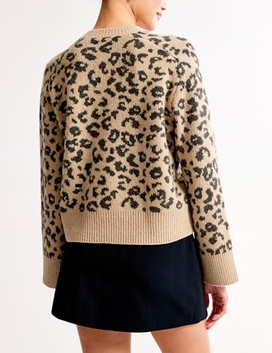 Accpur Leopard Print Sweater For Women Long Sleeve Cheetah Pullover Sweater Tops Trendy Crewneck Fall Winter Clothes Apricot thumb #2