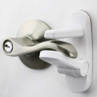 Door Lever Locks (4 Pack) - Prevents Toddlers from Opening Doors - Durable ABS with 3M Adhesive - Easy One-Hand Operation for Adults, No Tools Needed
