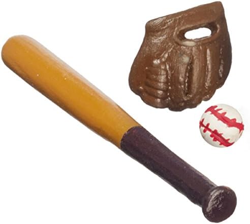 Dollhouse Baseball Bat Glove & Ball Miniature Games Accessory 1:12 Scale image 2
