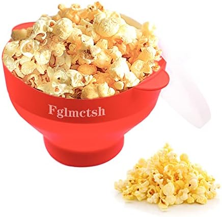 Fglmctsh The Original Microwave Popcorn Popper, Silicone Popcorn Maker Collapsible Bowl BPA -Free, Hot Air Popcorn Maker, No Oil Required，Red an Blue