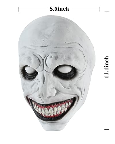 Abondever Scary Halloween Mask Smiling Demon Mask Creppy Halloween Masks With White Eye Evil Devil Horror Latex Mask thumb #2