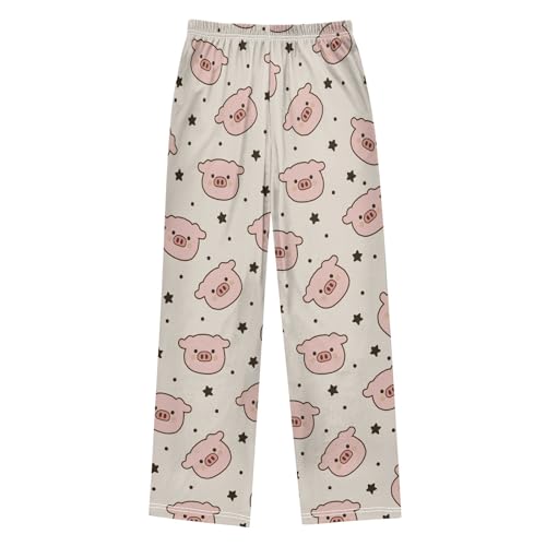 Cute Piggy Pattern Pajama Pants Lounge Sleep Pants Elastic Waist Long Pajama Bottoms with Pockets for 6-14 Years2