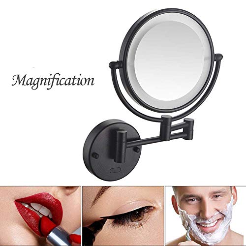 Miroir de maquillage mural bras extensible noir pivotant salle de bain - 5