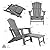LETKIND Folding Adirondack Chair with Retractable Ottoman,All Weather Fire Pit Chairs with Cup Holder,Grey