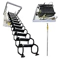 TECHTONGDA Heavy-Duty Retractable Attic Loft Ladder, 12-Step Folding & Pull-Down Staircase, 9.84ft Folding Stairs, 660lbs Capacity, 31.5'' x 35.4'', Ideal for Garage Attics, Storage Rooms, Pure Black