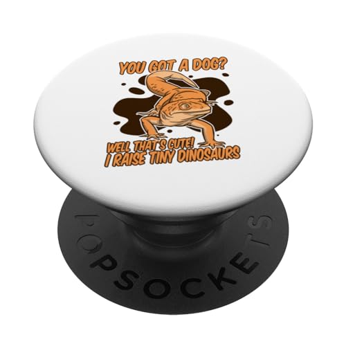 I Raise Tiny Dinosaurs Lizard Gekkota Crested Leopard Gecko PopSockets Swappable PopGrip, Black