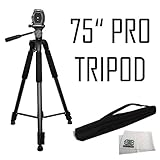 75' Professional Heavy Duty 3-Way Pan Head Tripod for Canon 5D Mark III, 5D Mark II, SL1, 60D, 7D, 7D Mark II, T6i, T6, SX510 HS, SX520 HS, SX530 HS, SX60 HS, SX50 HS, G1 X & EOS M Digital Cameras