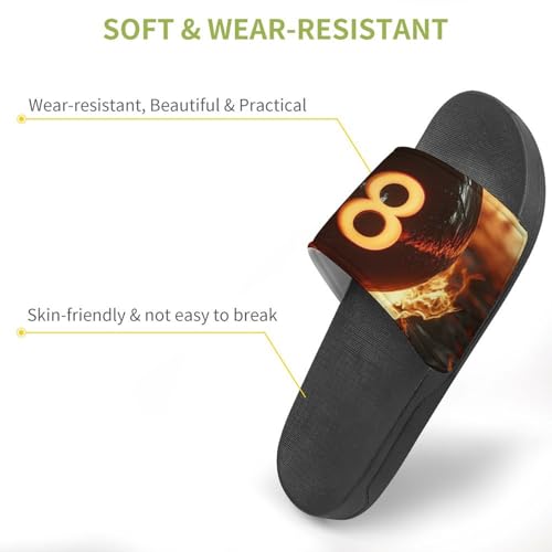 8 Ball Burning on Flames PVC Slippers Sandals for Women Men Open Toe Soft Cushioned Non-Slip Sandal for Indoor Outdoor3