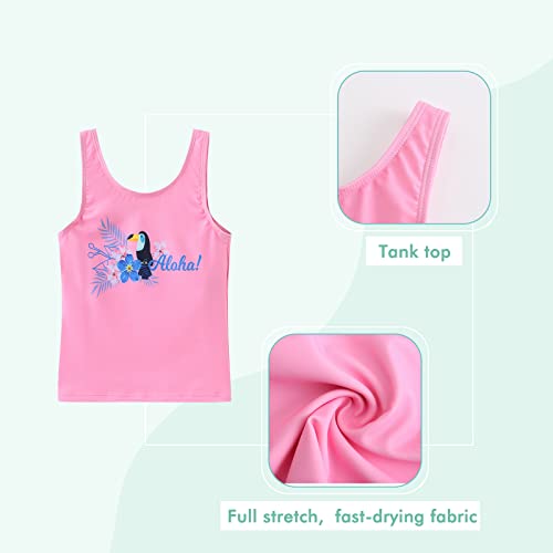 Girls 3 Piece Rash Guard Swimsuits Set for Girls Short Sleeve Bathing Suits Hawaiian Swim Set 3-16 Years4