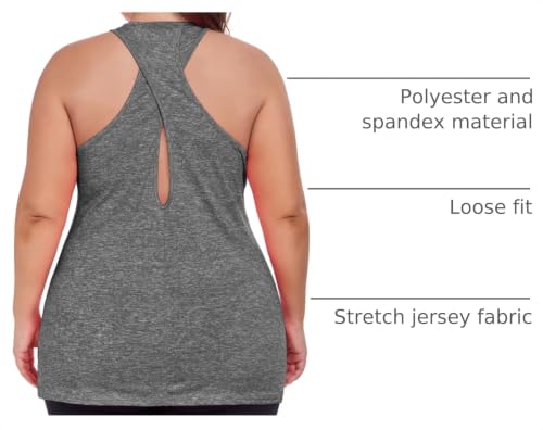Image of ForHailey Women's Plus Size Cross Back Workout Tank Tops Athletic Shirts