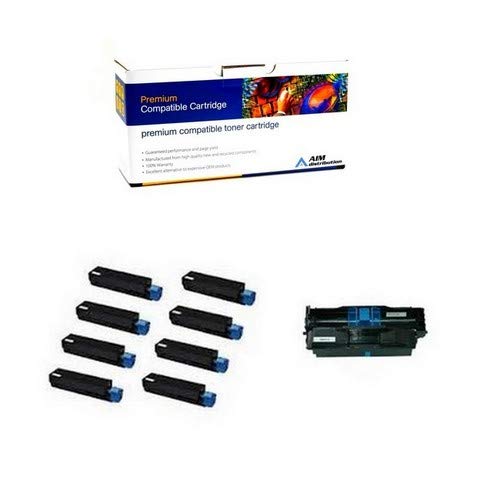 AIM Compatible Replacement for Okidata B411/431/MB-461/471/491 Drum/Toner Value Combo Pack (1ea-Drum/8ea-Toners) (44574301/44574701VB)