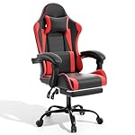 Magshion Gaming Chair, Ergonomic Computer Chair with Linkage Armrests, Height Adjustable Video Game Chair with Footrest and Headrest for Silla Gamer and Adults, 350 Lbs Capacity, Red