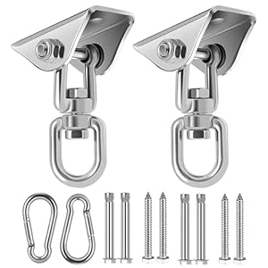 Deckenhaken Hängesessel Schaukel Aufhängung mit Schraube, 450KG Kapazität Edelstahl 360°Drehen für Hängesessel Hängematte Boxsack Sling Trainer Yogatuch Sonnensegel Nestschaukel Sitzschaukel (2 Stück)