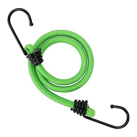 Mivofo Bungee Cords with Hooks 4 Pack, Heavy Duty Outdoor Bungee Straps, 90lb Load Capacity Metal Hook, Strong UV-Resistant Bungees Tarp Tie Down (18" Green) Cover
