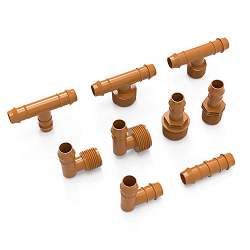 (20Pack) Drip Irrigation Brown Barbed Adapter Coupling Fittings Fits
