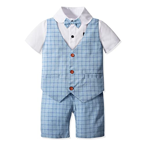 Image of Nwada Boys Suit Toddler Dress Clothes Shirt with Bow Tie, Dress Pants Sets Kids Gentleman Outfit suits
