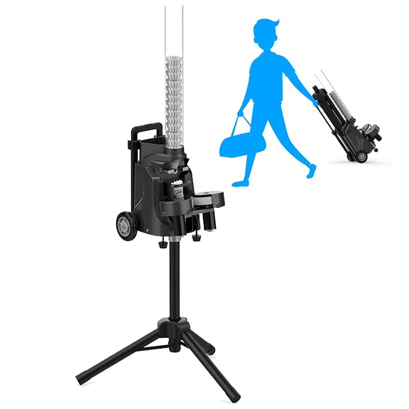 SONLED Portable Badminton Shuttlecock Launcher Machine, Automatic Badminton Serve Machine, for Free Adjust Badminton Serve Training, Training Equipment for Players & Coaches