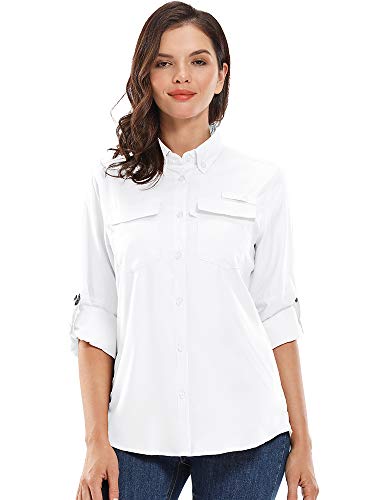 Women's Quick Dry Sun UV Protection Convertible Long Sleeve Shirts for Hiking Camping