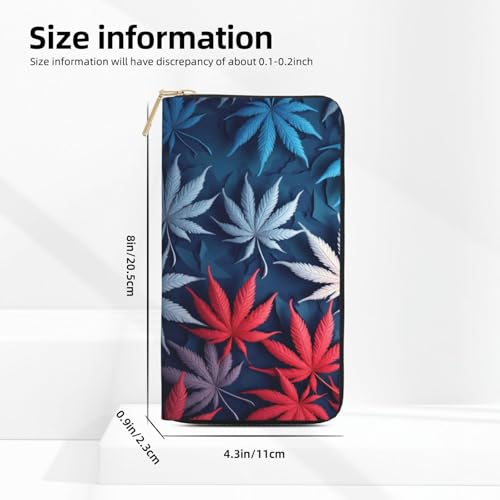 Abstract Colorful Leaf Pattern Print Wallet Women, Leather Bifold Multi Card Wallet, Long Purse Women's Wallets2