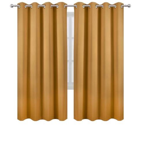 Image of LEMOMO Blackout Curtains 66 x 72 Inch Long Mustard Yellow Curtains Set of 2 Panels Room Darkening Curtains for Bedroom and Living Room