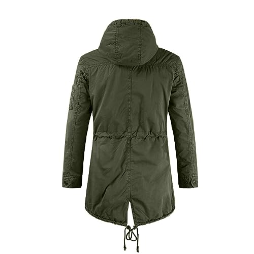 RTRDE Men's Trench Coat Long With Hood Notched Lapel Jacket Windbreaker Overcoat Pea Winter Coats For Men, M-4XL2