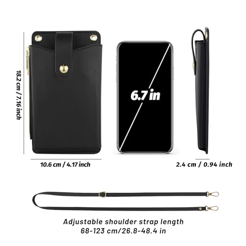 Bolso para teléfono móvil tipo bandolera multifuncional de cuero de PU con ranuras para tarjetas 4