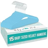 15 Pack Baby Hangers for Clothes, Kids Clothes Hangers, Velvet Childrens Coat Hangers for Nursery and Wardrobe Organisation (Blue)