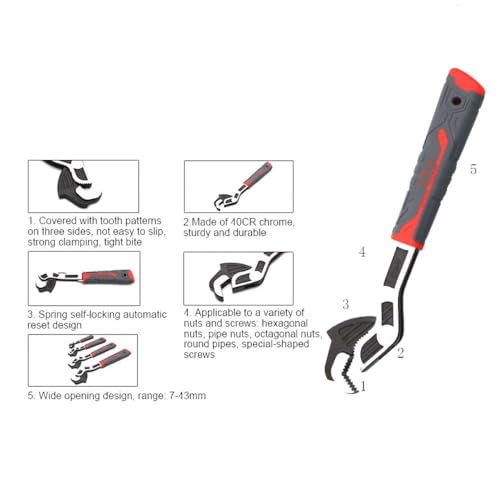 Image of Self Adjusting Locking Wrench Multifunctional Universal Adjustable Pipe Wrench (6'' Inches)
