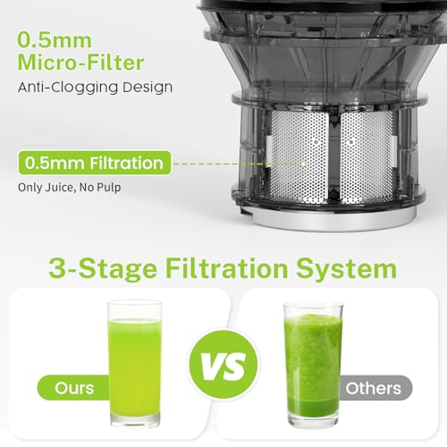Image of Kndko Cold Press Juicer, Juicer Machines with 5.4 inch Large Feed Chute for Whole Vegetables & Fruits, Professional Slow Masticating juicer with Large Auger, Self Feeding, High Juice Yield, Easy to Clean