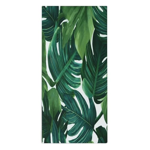 Anceky Serviettes de Toilette 72 x 35 cm, imprimées Feuilles de bananier, en Fibres ultrafines, pour Douche, Piscine, Spa, Usage Quotidien