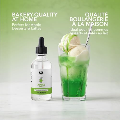 Image of Dolce Flav Natural Apple Extract - 2 oz Water-Soluble Pure Apple Flavoring Drops for Baking, Drinks & Desserts | Highly Concentrated | Sugar Free | Allergen Free | Made in USA