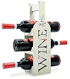 Torre Portabottiglie Vino in Bambù - Cantinetta per esposizione di 3 Bottiglie classiche di Vino -...