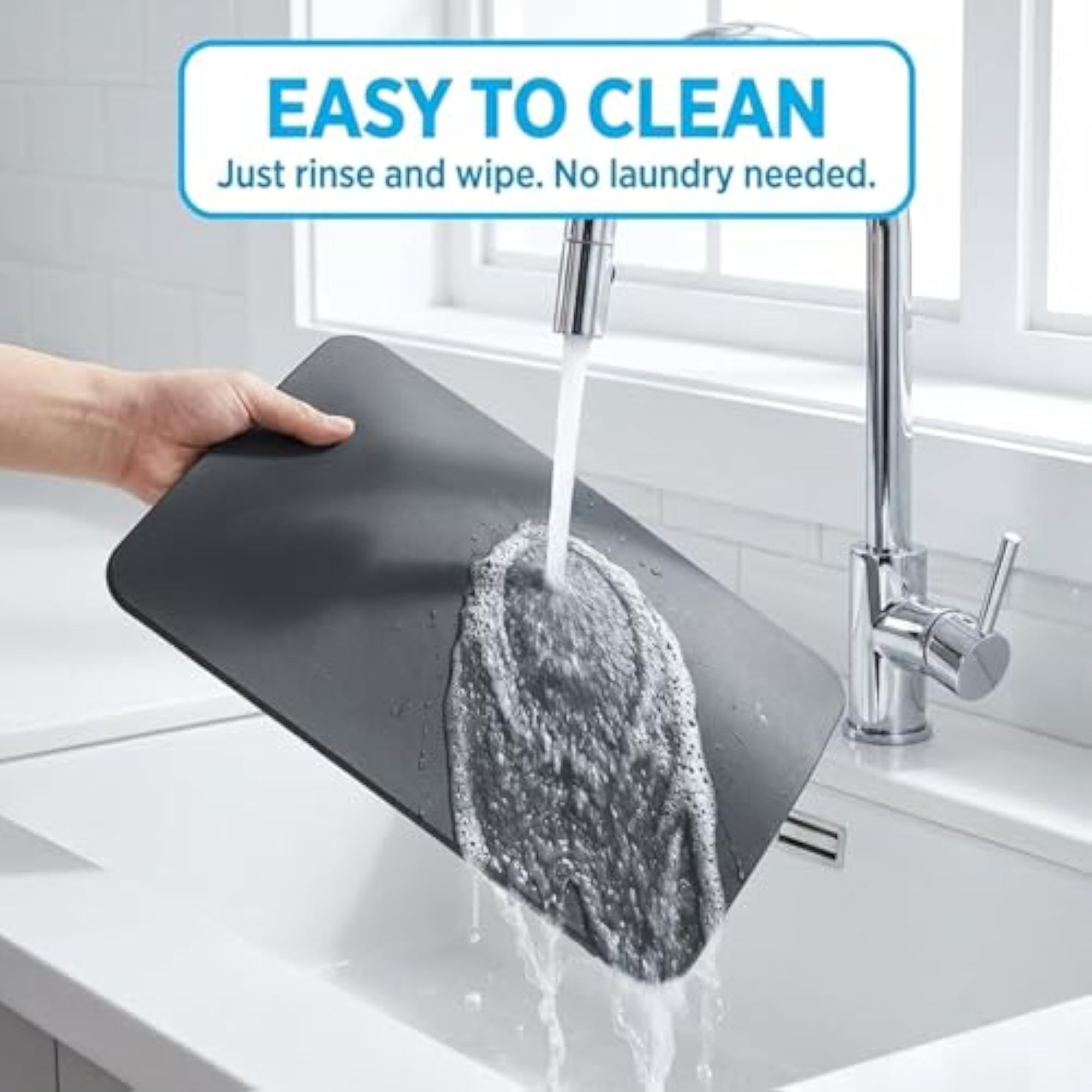 Large Dish Drying Mat 40 x 60 cm, Water Absorbent Kitchen Counter Mat