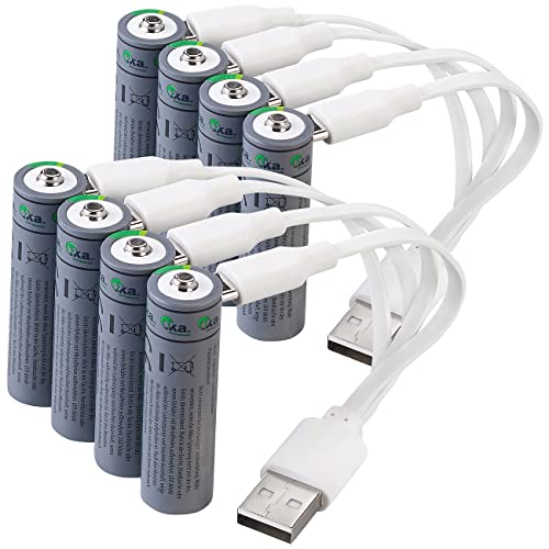 tka Köbele Akkutechnik Lithium Akku AA: 8er-Set wiederaufladbare Batterien Typ AA,1950mWh,schnellladen per USB (AA Akku 1.5V)