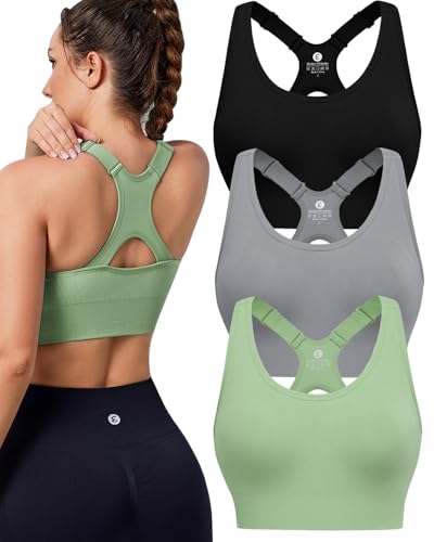 Image of Evercute High Impact Sports Bras for Women 3 /4 /5 Pack, Adjustable Straps Padded Supportive Seamless Racerback Running Bras