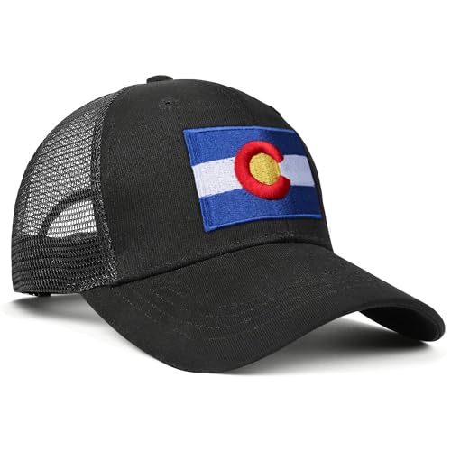 Image of Adjustable State Flag Trucker Hat Mesh Baseball Cap with Embroidered Patch for Men Women