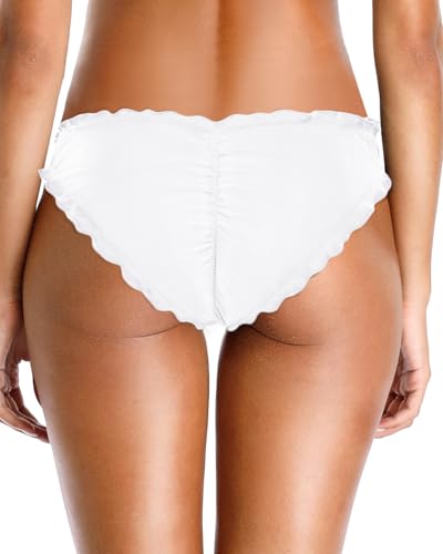 Image of Tempt Me Women Twist Bikini Bottom Moderate High Cut Bathing Suit Bottoms Ruched Swimsuit Bottom