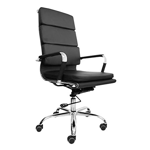 Cadeira Presidente Design Charles Eames em Couro PU Preta Pelegrin PEL-7089H3
