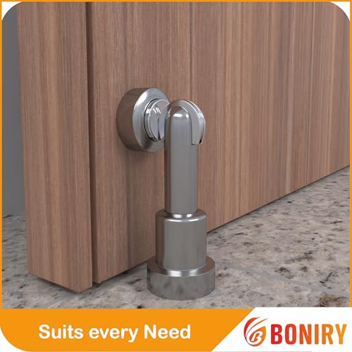 Image of Boniry Premium Magnetic Door Stopper | Durable, Stylish & Rustproof | Protects Doors | Strong Hold, Easy Installation, Perfect for Home & Office Use (4, Satin Black)