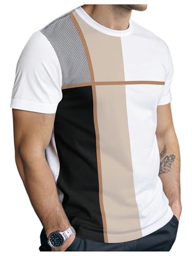 SOLY HUX Men's Color Block Tees Crew Neck Short Sleeve Shirts Casual Summer Tops