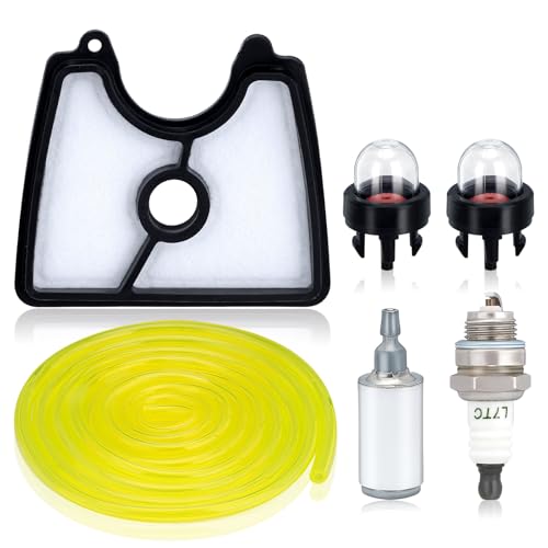 Powtol 545112101 125B Air Filter Kit for Husqvarna 125B 125BX 125BVX Leaf Blower Parts Craftsman 358794810 358794811 Leafblower Tune Up Kit with 125B Fuel Filter Line Spark Plug Primer Bulb