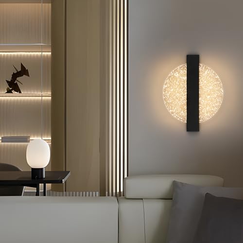 Aplique de pared interior LED 12W Comely negro redondo lámpara moderna 3000K 4